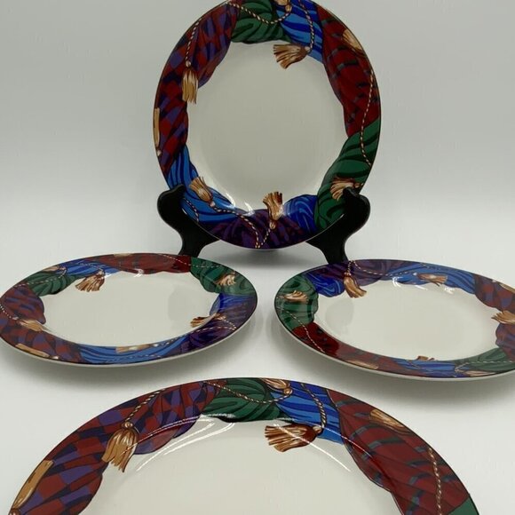 Set of 4 1993 Vitromaster Curtain Call Salad Plates Designed by Sue Zipkin - Picture 1 of 8